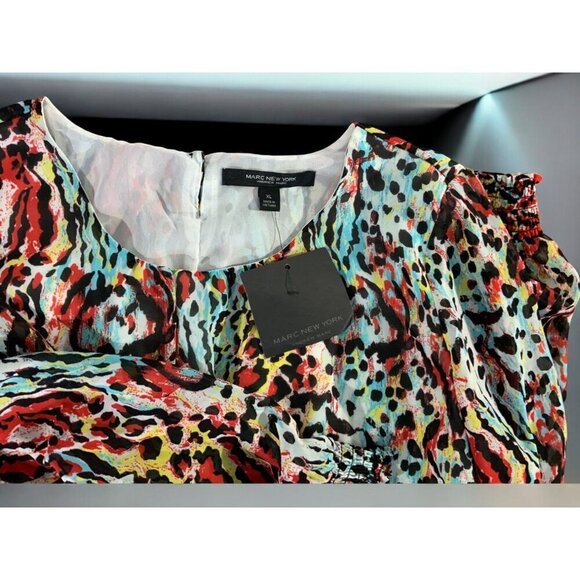 Marc New York Andrew Marc Womens Multi Color Printed Blouse Long Sleeve NEW XL - Picture 6 of 9
